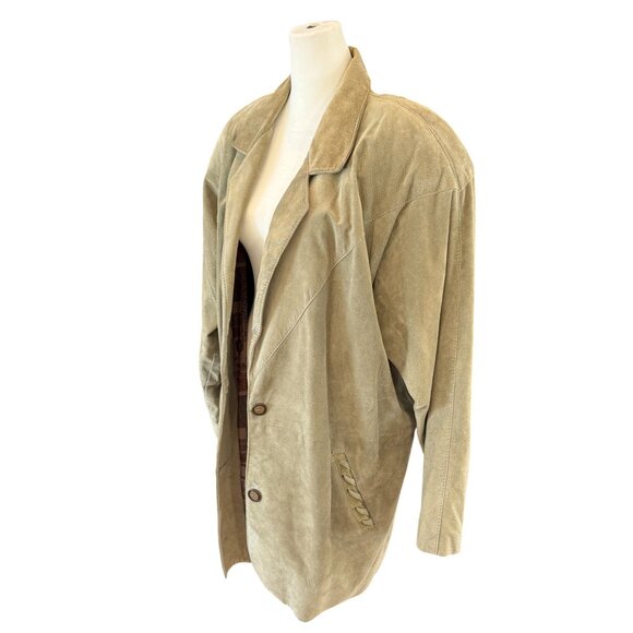 P.F.L. Canada Genuine Vintage Suede Leather Oversized Western Blazer Coat - Picture 1 of 9
